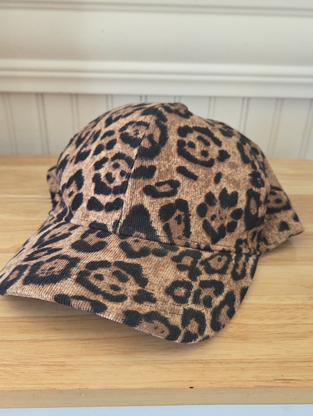 Womens Leopard Print Baseball Cap - Brown